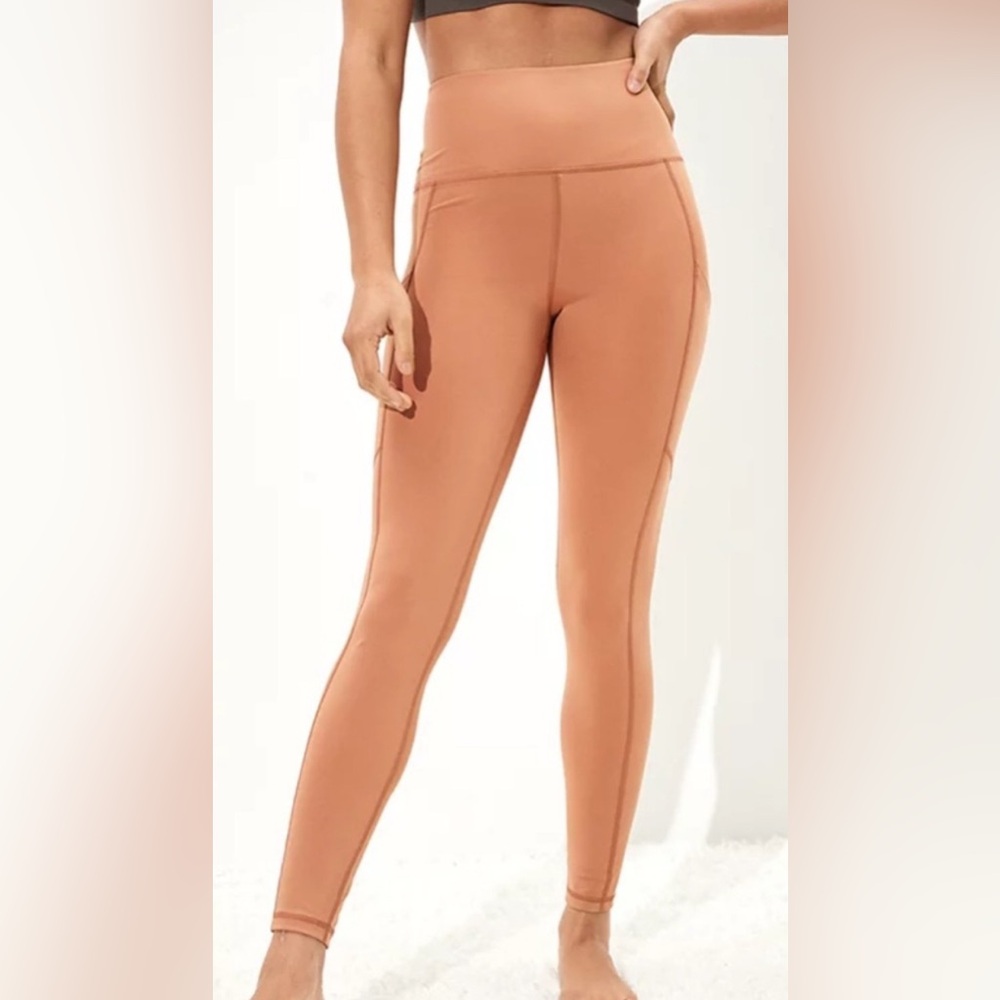 American Eagle Womens XS Tan Pocket Leggings Boho Fall Activewear Streetwear